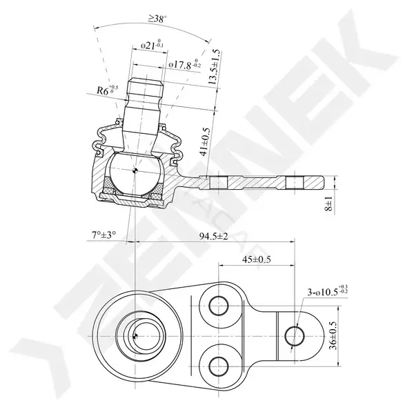 Шаровая опора ZENNEK DBJ0105