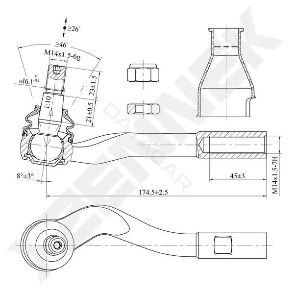 Рулевые наконечники ZENNEK DTE0145