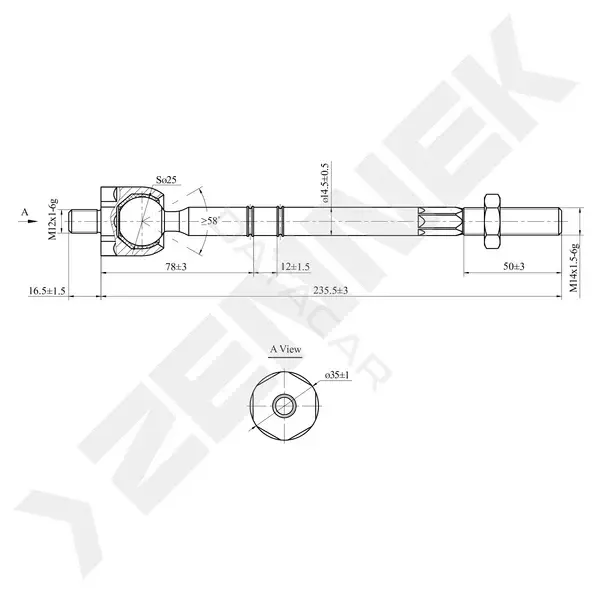 Рулевая тяга ZENNEK DTR0065