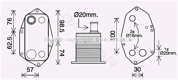 Масляный радиатор двигателя AVA BW3571