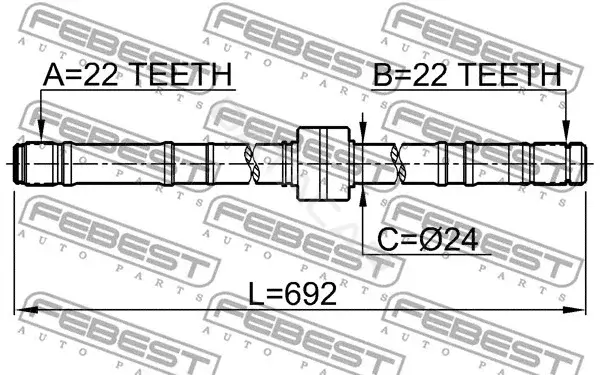 Приводной вал / Полуось FEBEST 0212-P10RH