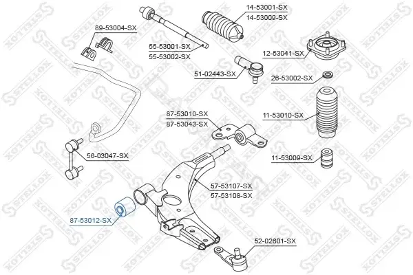 Сайлентблок рычага STELLOX 87-53012-SX
