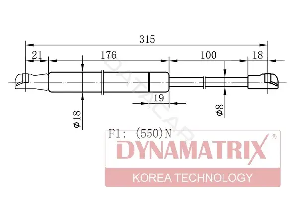 Амортизатор крышки багажника, капота, заднего стекла DYNAMAX DGS017353