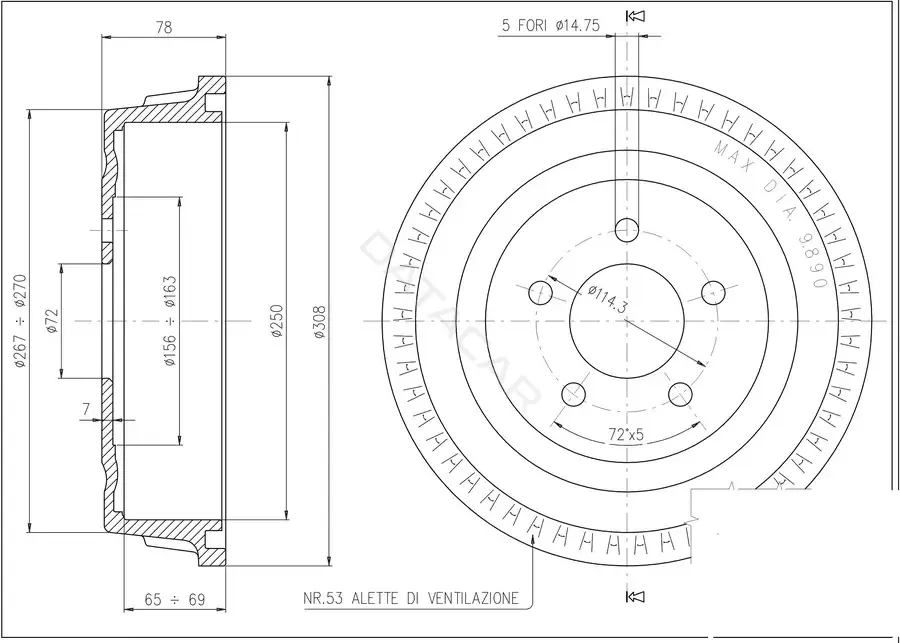 Тормозной барабан M-TEX MTBT1004