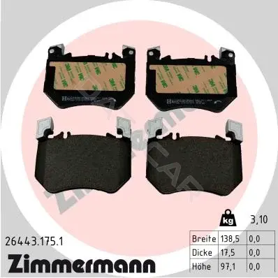 Тормозные колодки ZIMMERMANN 26443.175.1
