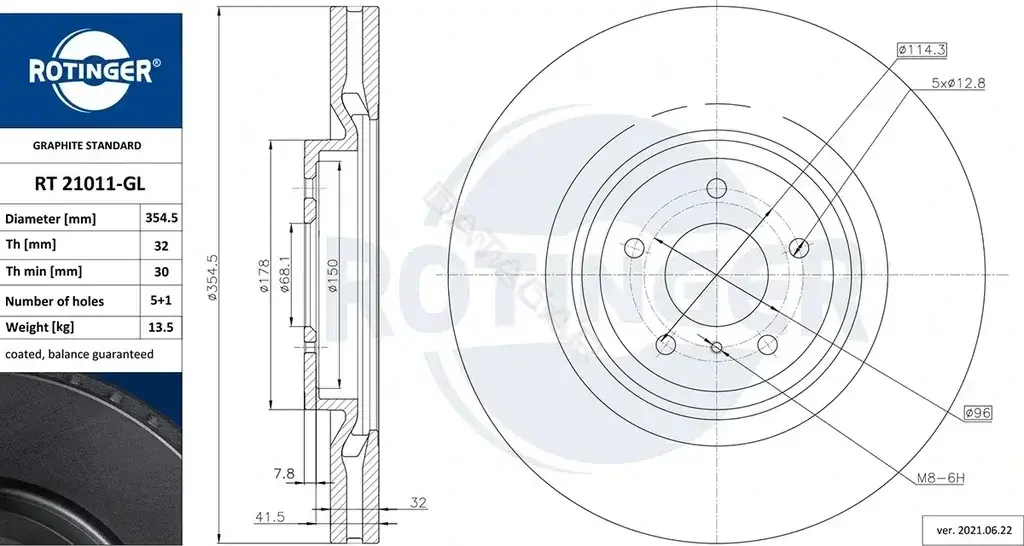 Тормозные диски ROTINGER RT21011-GL