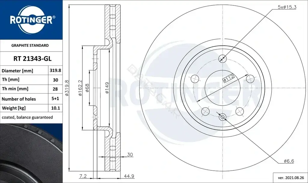 Тормозные диски ROTINGER RT21343-GL