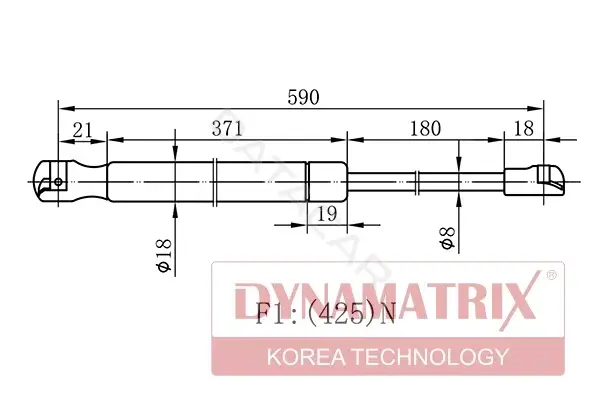 Амортизатор крышки багажника, капота, заднего стекла DYNAMATRIX DGS018254