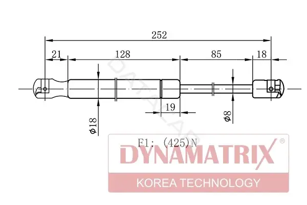 Амортизатор крышки багажника, капота, заднего стекла DYNAMATRIX DGS018382