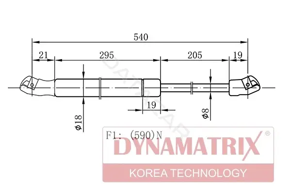 Амортизатор крышки багажника, капота, заднего стекла DYNAMATRIX DGS1308PG