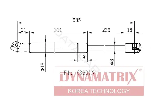 Амортизатор крышки багажника, капота, заднего стекла DYNAMATRIX DGS7629LR