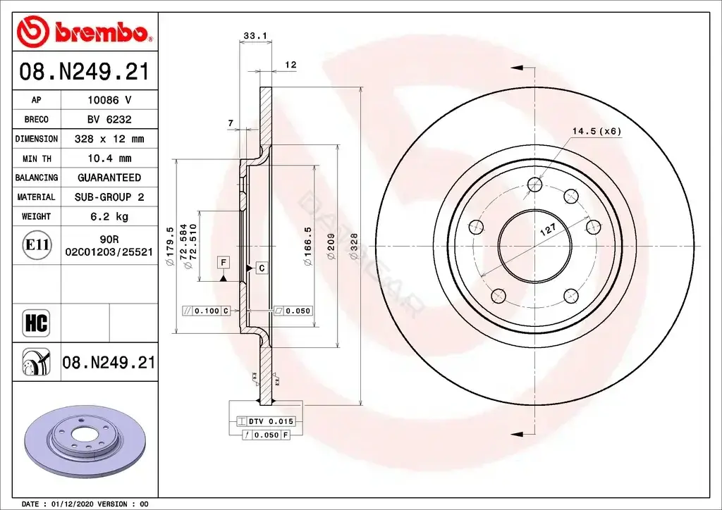 Тормозные диски BREMBO 08.N249.21
