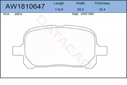 Тормозные колодки AYWIPARTS AW1810647
