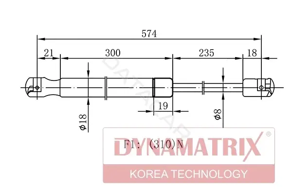 Амортизатор крышки багажника, капота, заднего стекла DYNAMATRIX DGS012553