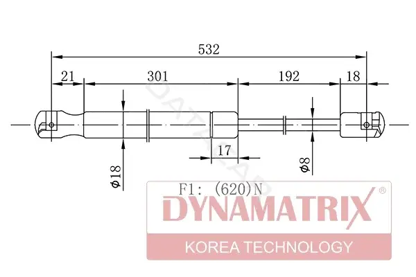 Амортизатор крышки багажника, капота, заднего стекла DYNAMATRIX DGS018613