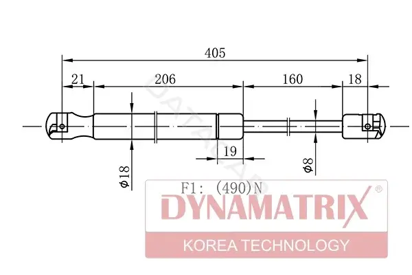 Амортизатор крышки багажника, капота, заднего стекла DYNAMATRIX DGS030769