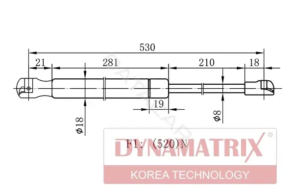 Амортизатор крышки багажника, капота, заднего стекла DYNAMATRIX DGS1036VW