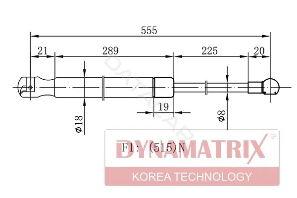 Амортизатор крышки багажника, капота, заднего стекла DYNAMATRIX DGS1187KY