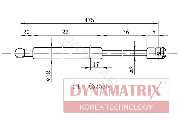 Амортизатор крышки багажника, капота, заднего стекла DYNAMATRIX DGS128345