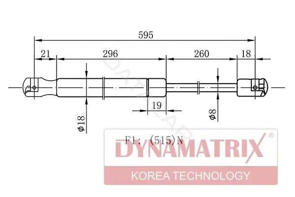 Амортизатор крышки багажника, капота, заднего стекла DYNAMATRIX DGS2283NR