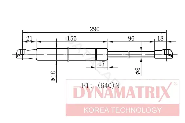 Амортизатор крышки багажника, капота, заднего стекла DYNAMATRIX DGS1041VO