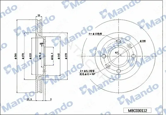 Тормозные диски MANDO MBC030112