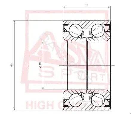 Подшипник ступицы ASVA DAC40800040