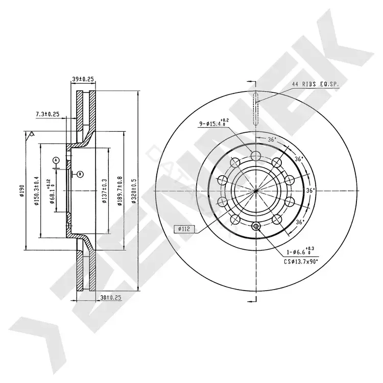 Тормозные диски ZENNEK DBD1224