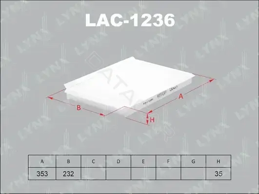 Фильтр салонный LYNXAUTO LAC-1236