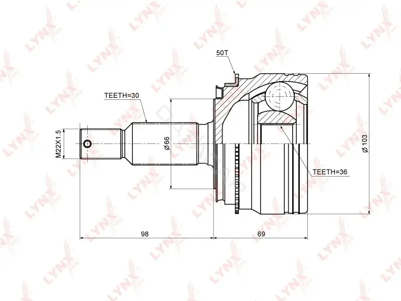 Шрус LYNXAUTO CO-5529A
