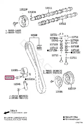 Болт подвески TOYOTA 1355667010