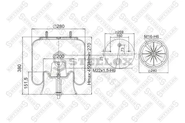 Пневмоподушка STELLOX 90-26192-SX