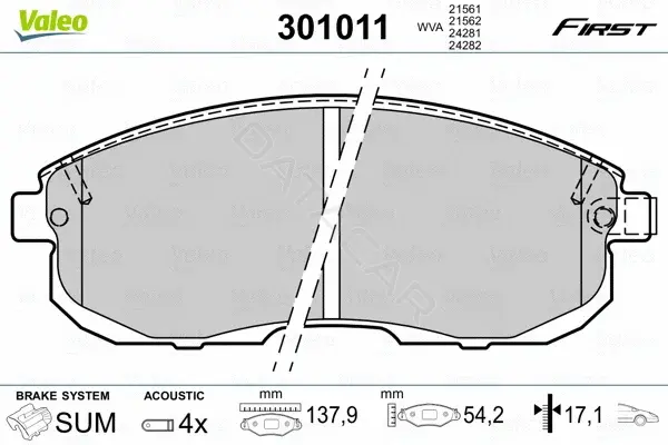 Тормозные колодки VALEO 301011