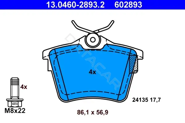 Тормозные колодки ATE 13.0460-2893.2