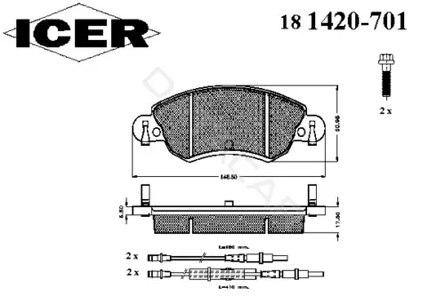 Тормозные колодки ICER 181420-701