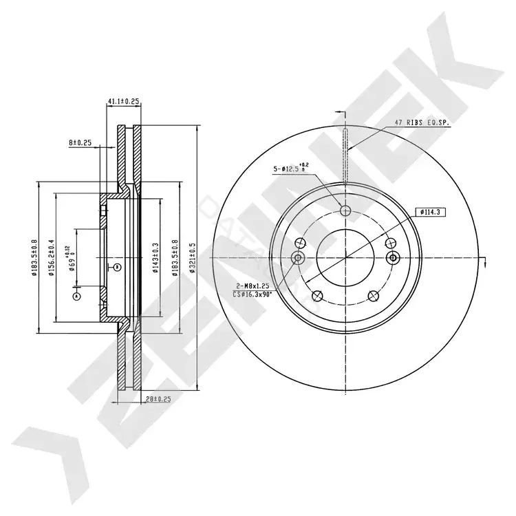 Тормозные диски ZENNEK DBD0496