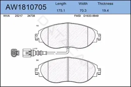 Тормозные колодки AYWIPARTS AW1810705