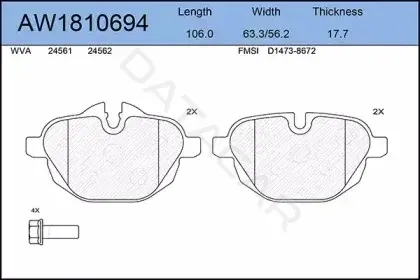 Тормозные колодки AYWIPARTS AW1810694