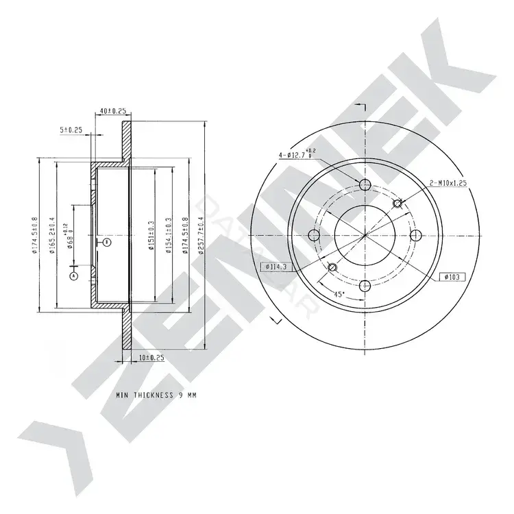 Тормозные диски ZENNEK DBD0150