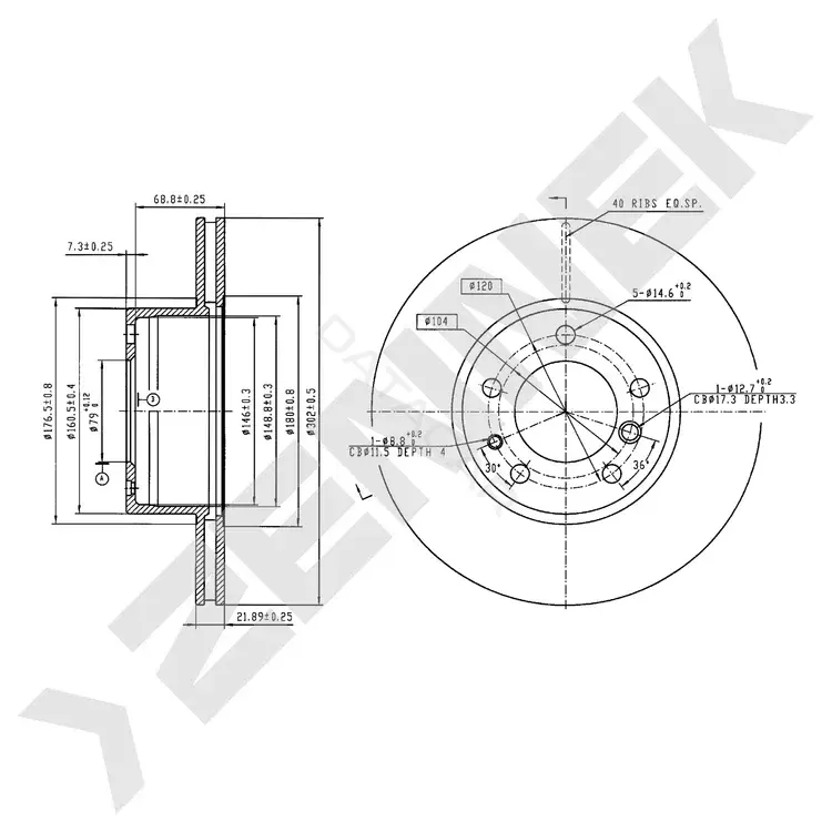 Тормозные диски ZENNEK DBD0286