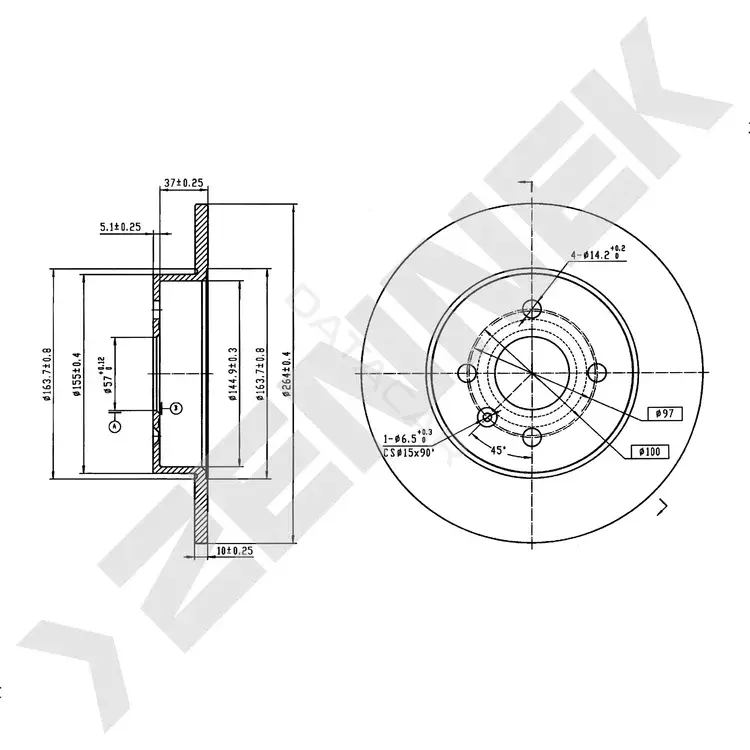 Тормозные диски ZENNEK DBD0293