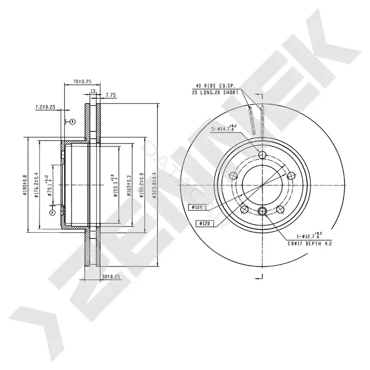 Тормозные диски ZENNEK DBD0447