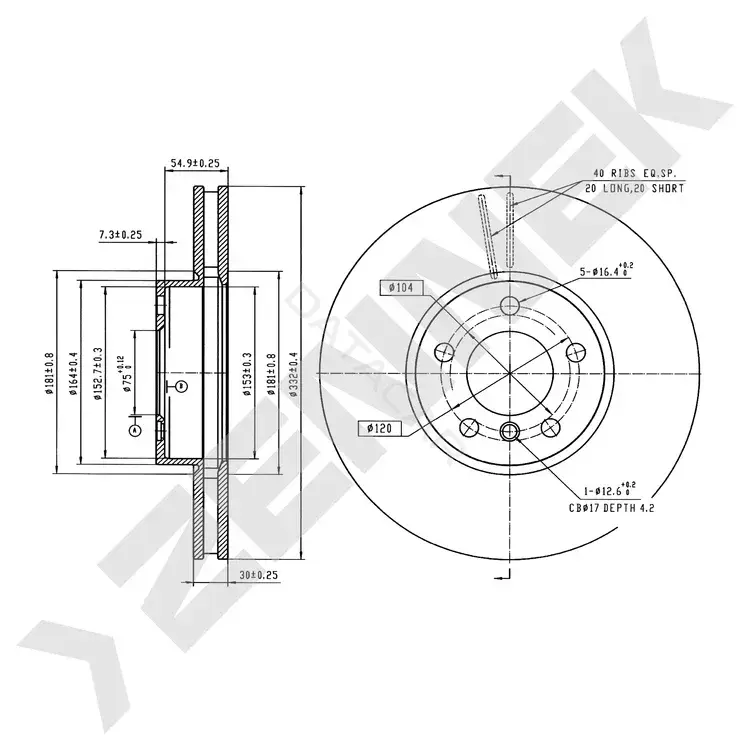 Тормозные диски ZENNEK DBD0881