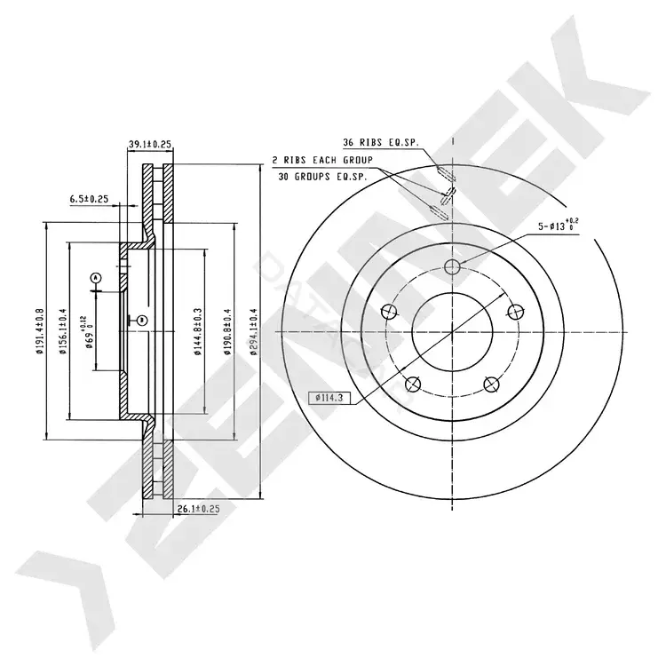 Тормозные диски ZENNEK DBD0964