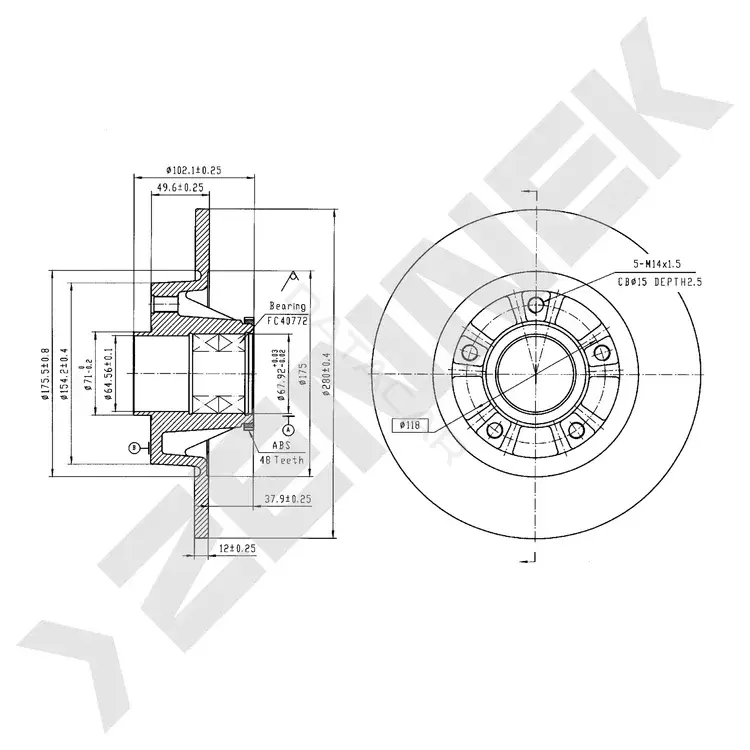 Тормозные диски ZENNEK DBD1481