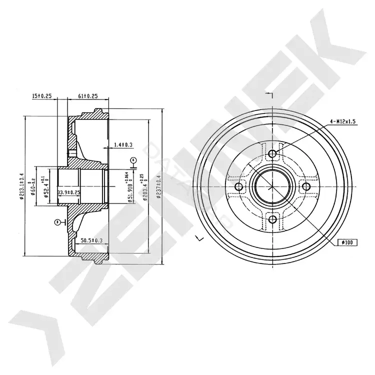 Тормозной барабан ZENNEK DDR0060