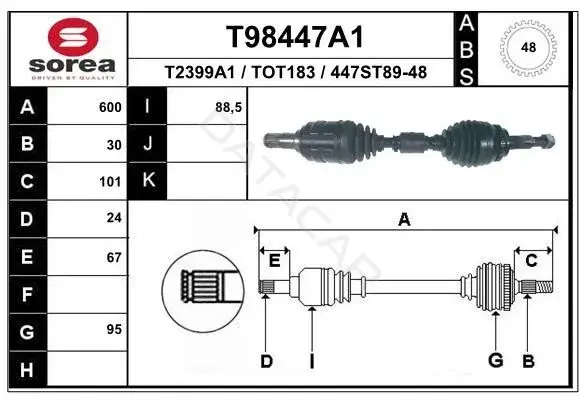 Приводной вал / Полуось EAI T98447A1