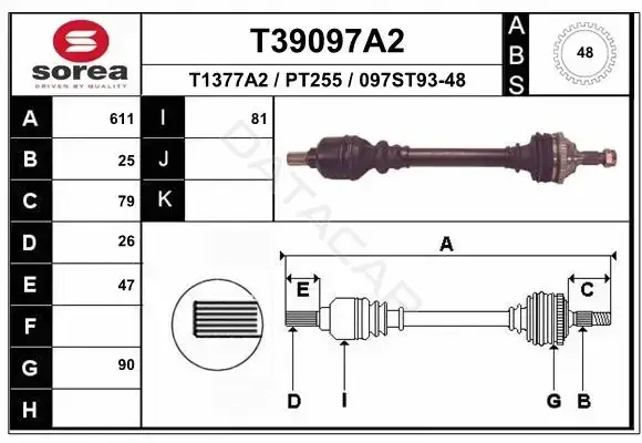 Приводной вал / Полуось EAI T39097A2