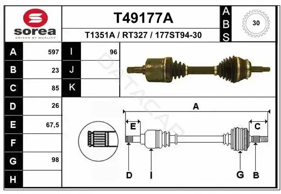 Приводной вал / Полуось EAI T49177A