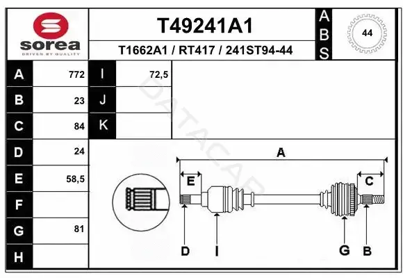 Приводной вал / Полуось EAI T49241A1